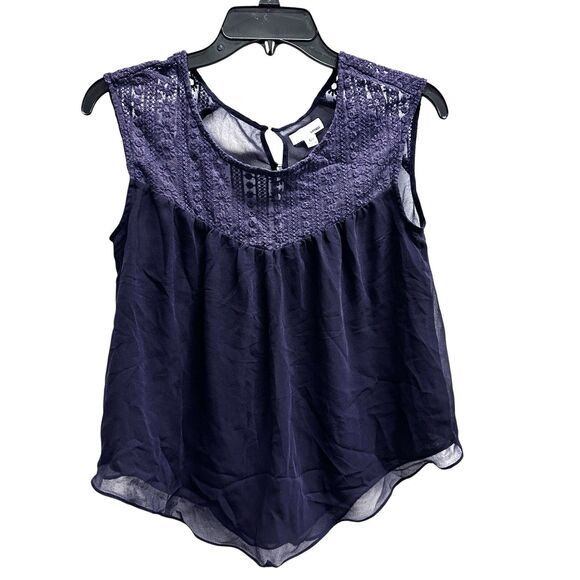 Garage Womens Semi Sheer Sleeveless Crochet Flowy Purple Top Size XS - Picture 1 of 9